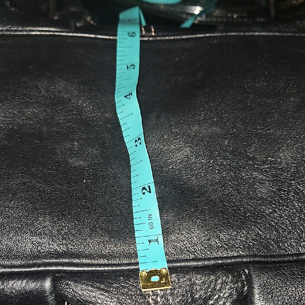 b. makowsky Black Leather Shoulder Bag, Heavy Silver Hardware&White Stitching - Picture 15 of 16